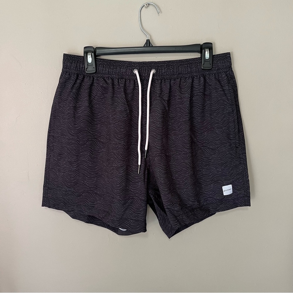 ALLFENIX Men’s Swim Short Large Gray & Black Wave-Mesh Lined with Drawstring